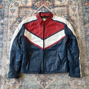 Vintage Leather Racing Zip-up Jacket Large